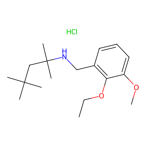 N-[(2-ethoxy-3-methoxyphenyl)methyl]-2,4,4-trimethylpentan-2-amine;hydrochloride structure