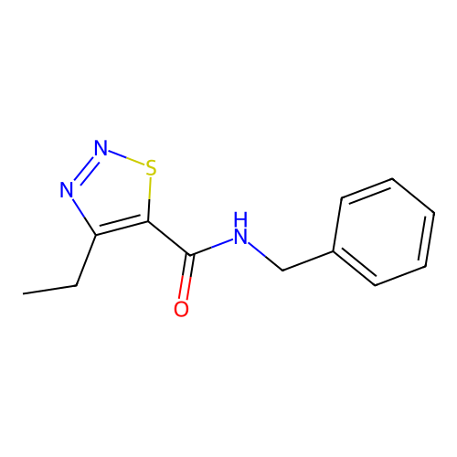 N-benzyl-4-ethyl-1,2,3-thiadiazole-5-carboxamide structure