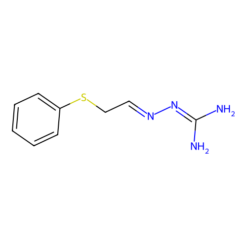 2-(2-Phenylsulfanylethylideneamino)guanidine structure