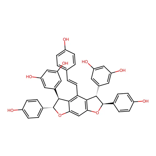 5-[(2S,3S,5S,6S)-3-(3,5-二羟基苯基)-2,6-双(4-羟基苯基)-4-[(E)-2-(4-羟基苯基)乙烯基]-2,3,5,6-四氢呋喃并[3,2-f][1]苯并呋喃-5-基]苯-1,3-二醇 structure