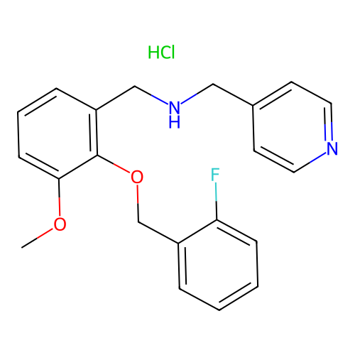 N-(2-((2-fluorobenzyl)oxy)-3-methoxybenzyl)-1-(pyridin-4-yl)methanamine hydrochloride structure