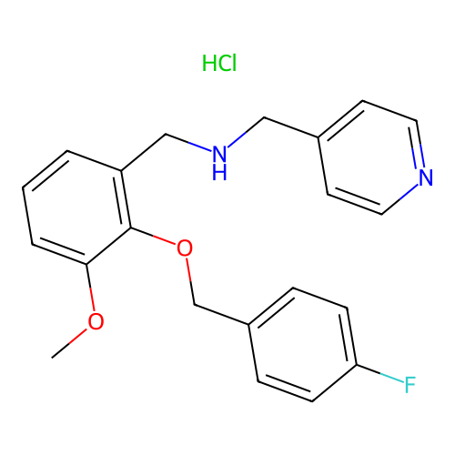 N-(2-((4-fluorobenzyl)oxy)-3-methoxybenzyl)-1-(pyridin-4-yl)methanamine hydrochloride structure