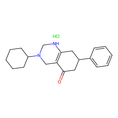 3-cyclohexyl-7-phenyl-1,2,3,4,7,8-hexahydroquinazolin-5(6H)-one hydrochloride structure