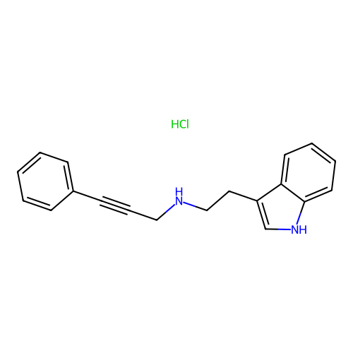 N-(2-(1H-indol-3-yl)ethyl)-3-phenylprop-2-yn-1-amine hydrochloride structure