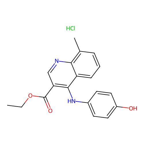 Ethyl 4-(4-hydroxyanilino)-8-methylquinoline-3-carboxylate;hydrochloride structure