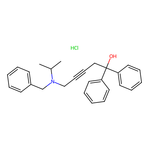 5-(Benzyl(isopropyl)amino)-1,1-diphenylpent-3-yn-1-ol hydrochloride structure