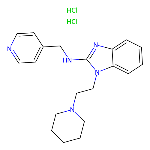 1-(2-piperidin-1-ylethyl)-N-(pyridin-4-ylmethyl)benzimidazol-2-amine dihydrochloride structure