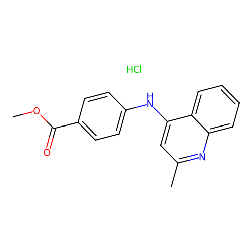 Methyl 4-[(2-methyl-4-quinolyl)amino]benzoate, chloride structure
