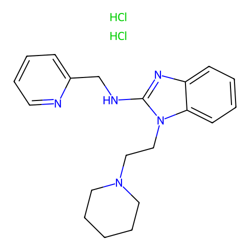 1-(2-piperidin-1-ylethyl)-N-(pyridin-2-ylmethyl)benzimidazol-2-amine dihydrochloride structure