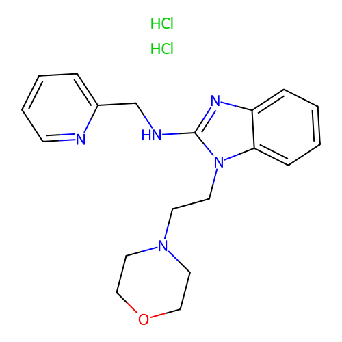 1-(2-morpholin-4-ylethyl)-N-(pyridin-2-ylmethyl)benzimidazol-2-amine dihydrochloride structure