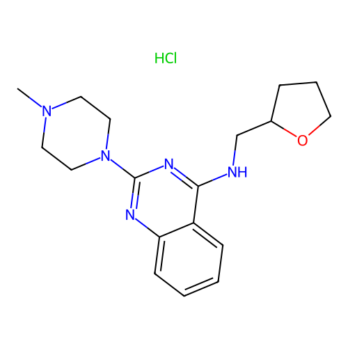 2-(4-methylpiperazin-1-yl)-N-((tetrahydrofuran-2-yl)methyl)quinazolin-4-amine hydrochloride structure