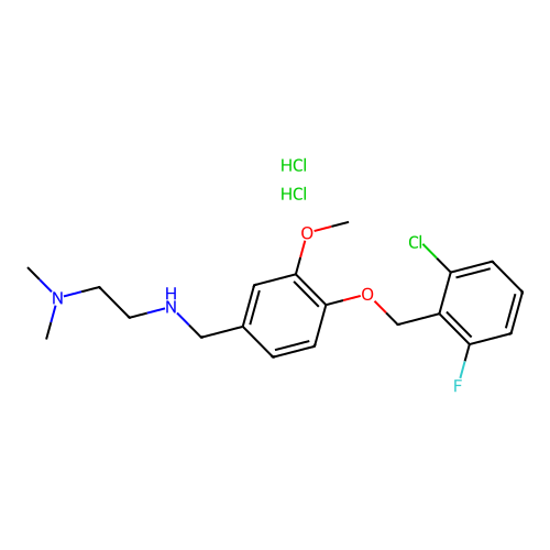 N-[[4-[(2-chloro-6-fluorophenyl)methoxy]-3-methoxyphenyl]methyl]-N',N'-dimethylethane-1,2-diamine dihydrochloride structure