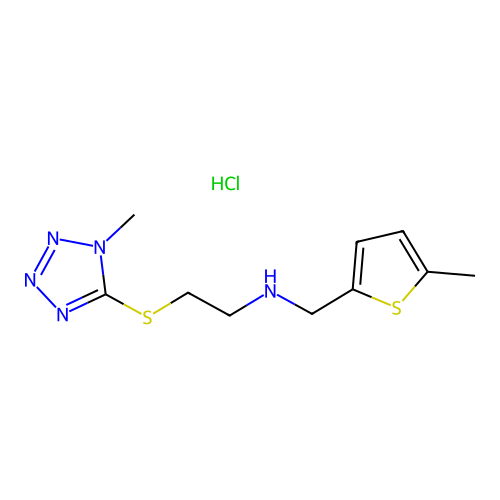2-(1-methyltetrazol-5-yl)sulfanyl-N-[(5-methylthiophen-2-yl)methyl]ethanamine Hydrochloride structure
