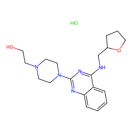 2-[4-[4-(oxolan-2-ylmethylamino)quinazolin-2-yl]piperazin-1-yl]ethanol Hydrochloride structure