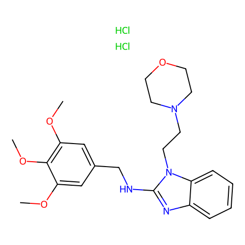 1-(2-morpholin-4-ylethyl)-N-[(3,4,5-trimethoxyphenyl)methyl]benzimidazol-2-amine dihydrochloride structure