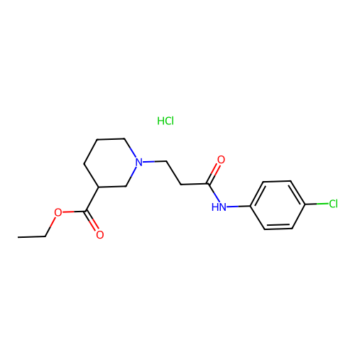 ethyl 1-(3-((4-chlorophenyl)amino)-3-oxopropyl)piperidine-3-carboxylate hydrochloride structure
