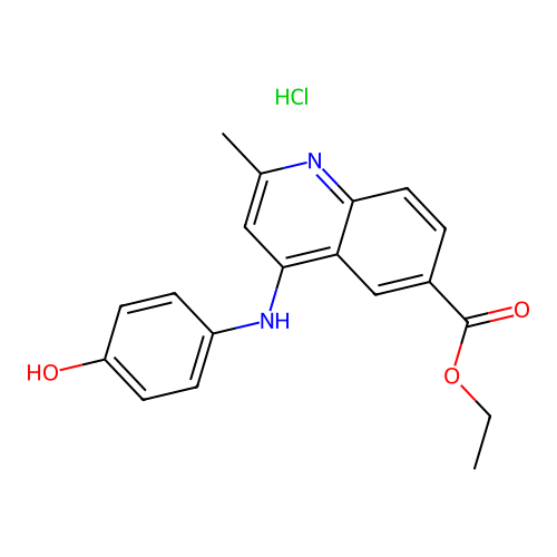 Ethyl 4-(4-hydroxyanilino)-2-methylquinoline-6-carboxylate;hydrochloride structure