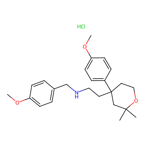 {2-[4-(4-methoxyphenyl)-2,2-dimethyl(2H-3,4,5,6-tetrahydropyran-4-yl)]ethyl}[( 4-methoxyphenyl)methyl]amine, chloride structure