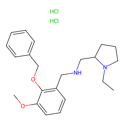 N-(2-(benzyloxy)-3-methoxybenzyl)-1-(1-ethylpyrrolidin-2-yl)methanamine dihydrochloride structure