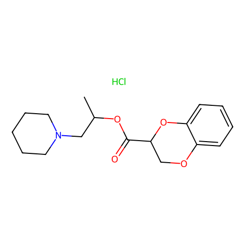 1-(piperidin-1-yl)propan-2-yl 2,3-dihydrobenzo[b][1,4]dioxine-2-carboxylate hydrochloride structure