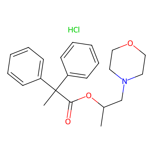 1-Morpholinopropan-2-yl 2,2-diphenylpropanoate hydrochloride structure