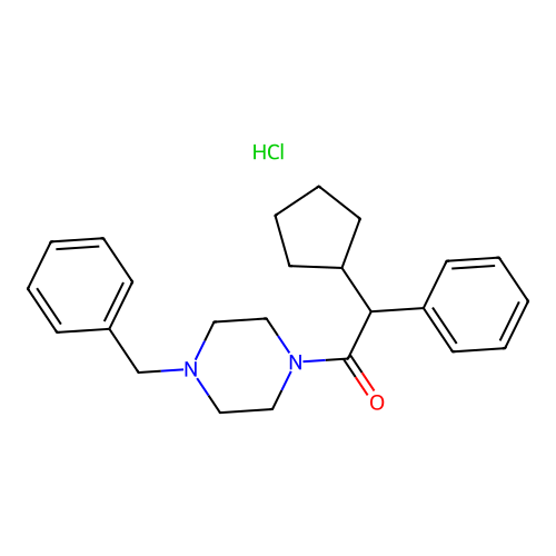 1-(4-Benzylpiperazin-1-yl)-2-cyclopentyl-2-phenylethanone hydrochloride structure