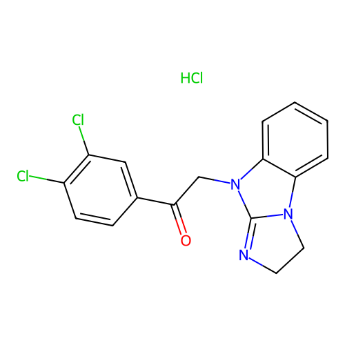 2-(2H-benzo[d]imidazo[1,2-a]imidazol-9(3H)-yl)-1-(3,4-dichlorophenyl)ethanone hydrochloride structure