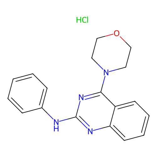4-morpholino-N-phenylquinazolin-2-amine hydrochloride structure