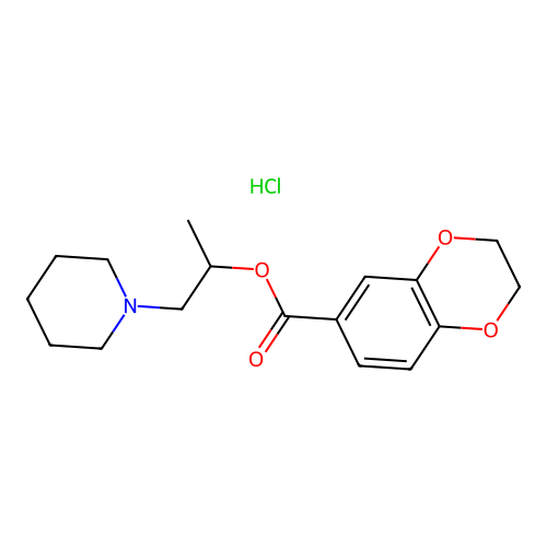 1-(piperidin-1-yl)propan-2-yl 2,3-dihydrobenzo[b][1,4]dioxine-6-carboxylate hydrochloride structure