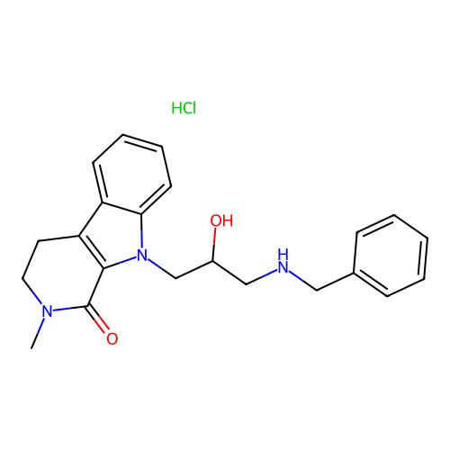 9-(3-(benzylamino)-2-hydroxypropyl)-2-methyl-2,3,4,9-tetrahydro-1H-pyrido[3,4-b]indol-1-one hydrochloride structure