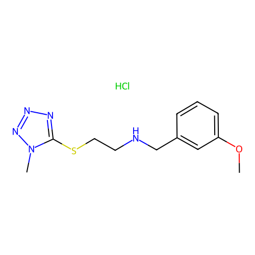 N-(3-methoxybenzyl)-2-((1-methyl-1H-tetrazol-5-yl)thio)ethanamine hydrochloride structure