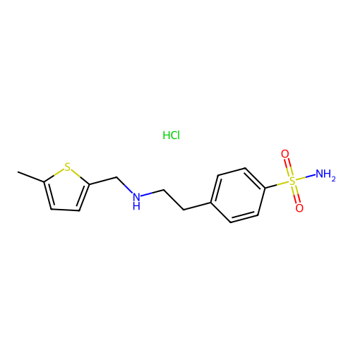 4-(2-(((5-methylthiophen-2-yl)methyl)amino)ethyl)benzenesulfonamide hydrochloride structure