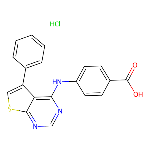 4-[(5-Phenylthieno[2,3-d]pyrimidin-4-yl)amino]benzoic acid hydrochloride structure