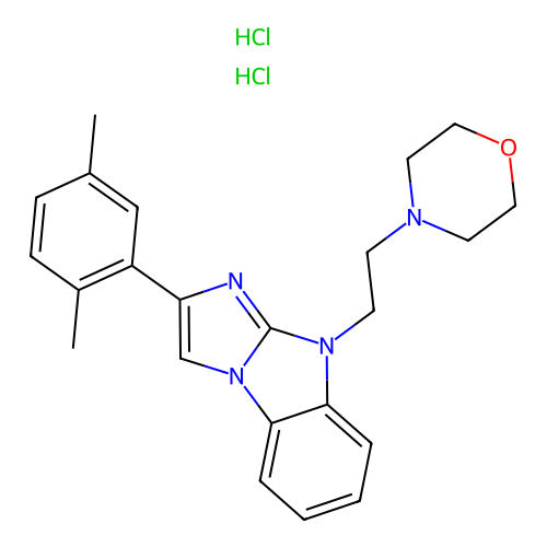4-(2-(2-(2,5-dimethylphenyl)-9H-benzo[d]imidazo[1,2-a]imidazol-9-yl)ethyl)morpholine dihydrochloride structure