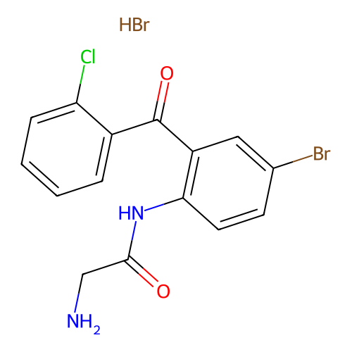 2-amino-N-(4-bromo-2-(2-chlorobenzoyl)phenyl)acetamide hydrobromide structure