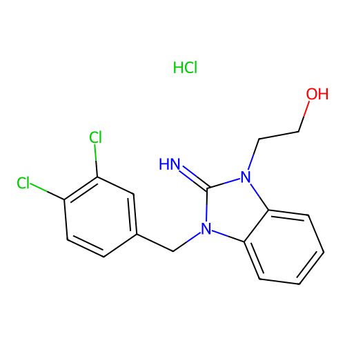 2-(3-(3,4-dichlorobenzyl)-2-imino-2,3-dihydro-1H-benzo[d]imidazol-1-yl)ethanol hydrochloride structure