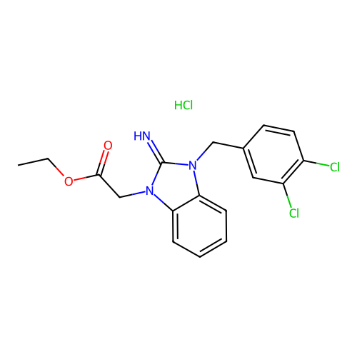 ethyl 2-(3-(3,4-dichlorobenzyl)-2-imino-2,3-dihydro-1H-benzo[d]imidazol-1-yl)acetate hydrochloride structure