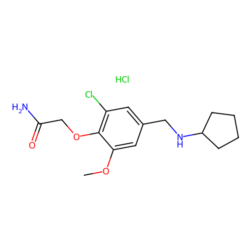2-(2-chloro-4-((cyclopentylamino)methyl)-6-methoxyphenoxy)acetamide hydrochloride structure