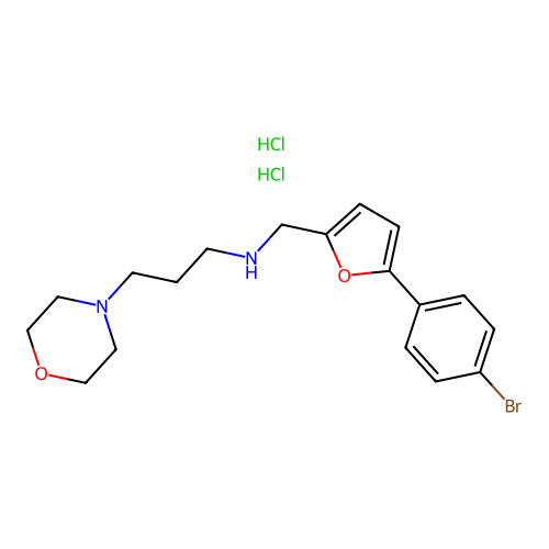 N-((5-(4-bromophenyl)furan-2-yl)methyl)-3-morpholinopropan-1-amine dihydrochloride structure
