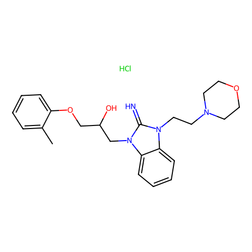1-(2-imino-3-(2-morpholinoethyl)-2,3-dihydro-1H-benzo[d]imidazol-1-yl)-3-(o-tolyloxy)propan-2-ol hydrochloride structure