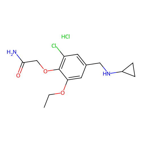 2-(2-Chloro-4-((cyclopropylamino)methyl)-6-ethoxyphenoxy)acetamide hydrochloride structure