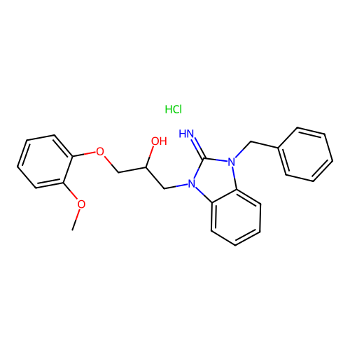 1-(3-benzyl-2-imino-2,3-dihydro-1H-benzo[d]imidazol-1-yl)-3-(2-methoxyphenoxy)propan-2-ol hydrochloride structure