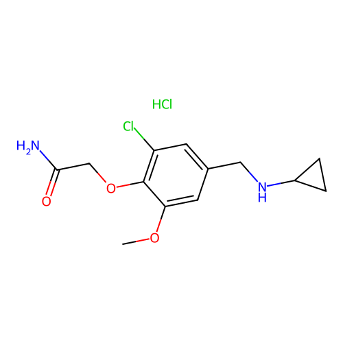 2-(2-chloro-4-((cyclopropylamino)methyl)-6-methoxyphenoxy)acetamide hydrochloride structure