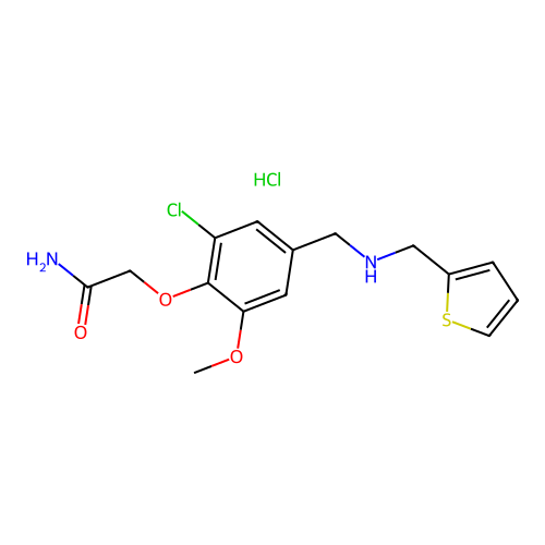 2-[2-chloro-6-methoxy-4-[(thiophen-2-ylmethylamino)methyl]phenoxy]acetamide Hydrochloride structure
