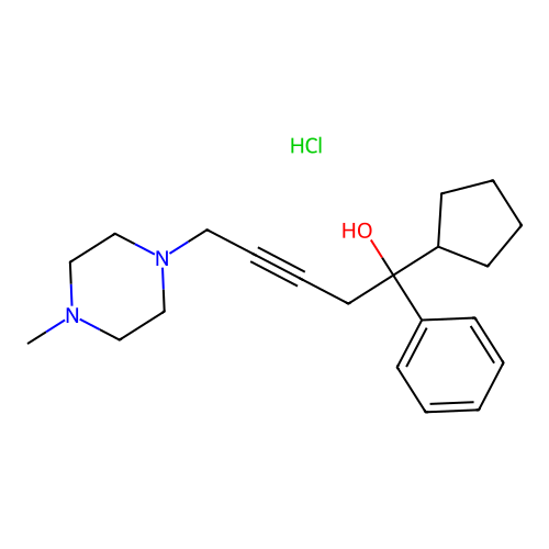 1-Cyclopentyl-5-(4-methylpiperazin-1-yl)-1-phenylpent-3-yn-1-ol hydrochloride structure