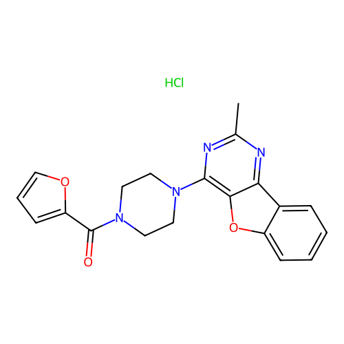 furan-2-yl(4-(2-methylbenzofuro[3,2-d]pyrimidin-4-yl)piperazin-1-yl)methanone hydrochloride structure