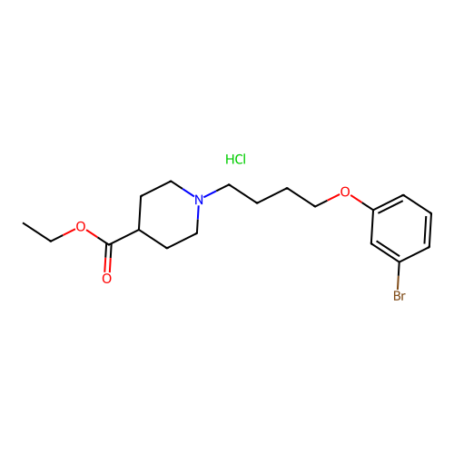 Ethyl 1-[4-(3-bromophenoxy)butyl]piperidine-4-carboxylate;hydrochloride structure