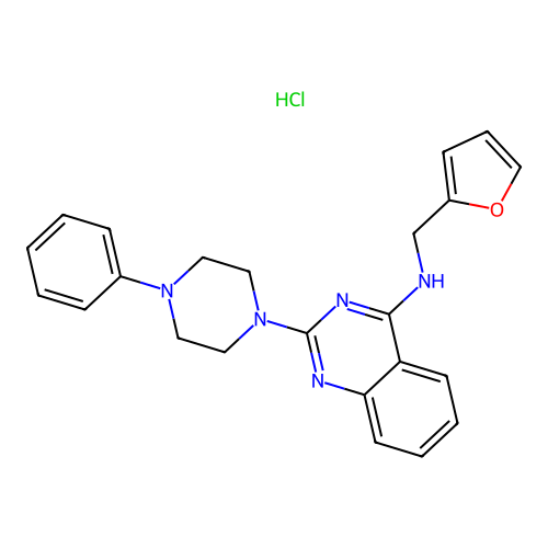 N-(furan-2-ylmethyl)-2-(4-phenylpiperazin-1-yl)quinazolin-4-amine hydrochloride structure