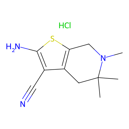 2-amino-5,5,6-trimethyl-4,5,6,7-tetrahydrothieno[2,3-c]pyridine-3-carbonitrile hydrochloride structure
