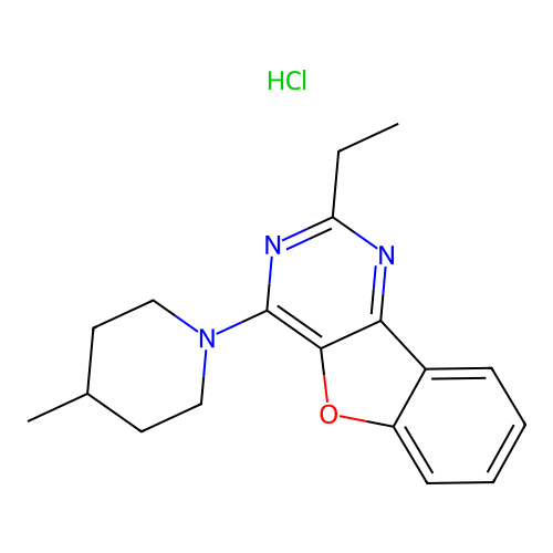 2-Ethyl-4-(4-methylpiperidin-1-yl)benzofuro[3,2-d]pyrimidine hydrochloride structure